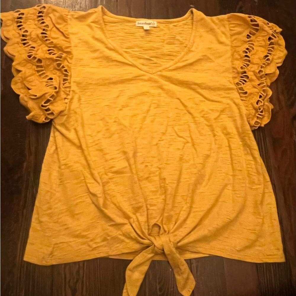 Women's Yellow Top with Ruffle Sleeves